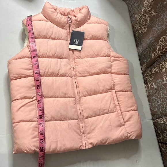 NWT Gap Kids XXL Pink Shearling Lined Puffer Vest Barbiecore Womens Small Medium - Picture 14 of 14